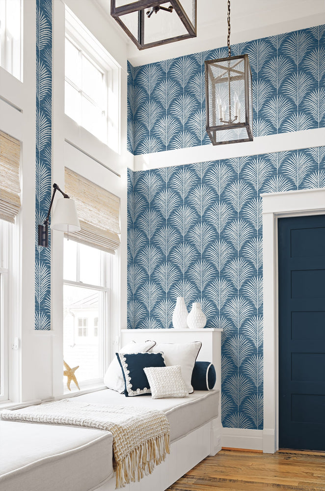 NW53812 palm leaf peel and stick wallpaper bedroom from NextWall