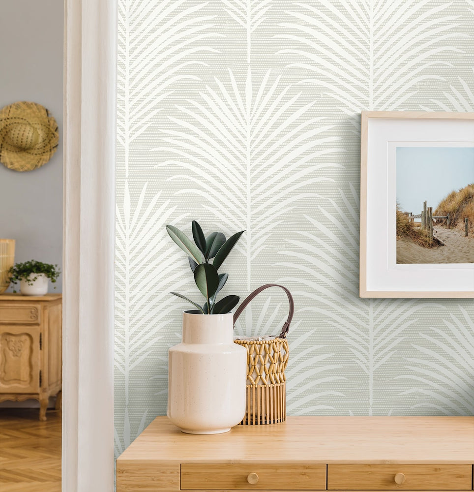 NW53815 palm leaf peel and stick wallpaper accent from NextWall
