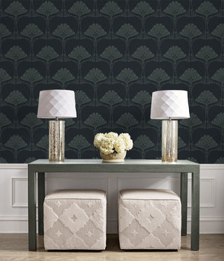 NW54002 deco floral peel and stick wallpaper entryway from NextWall