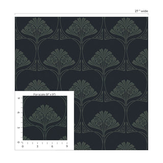 NW54002 deco floral peel and stick wallpaper scale from NextWall