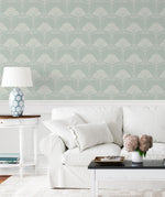 NW54004 deco floral peel and stick wallpaper living room from NextWall