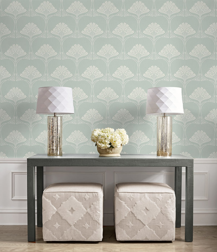 NW54004 deco floral peel and stick wallpaper entryway from NextWall
