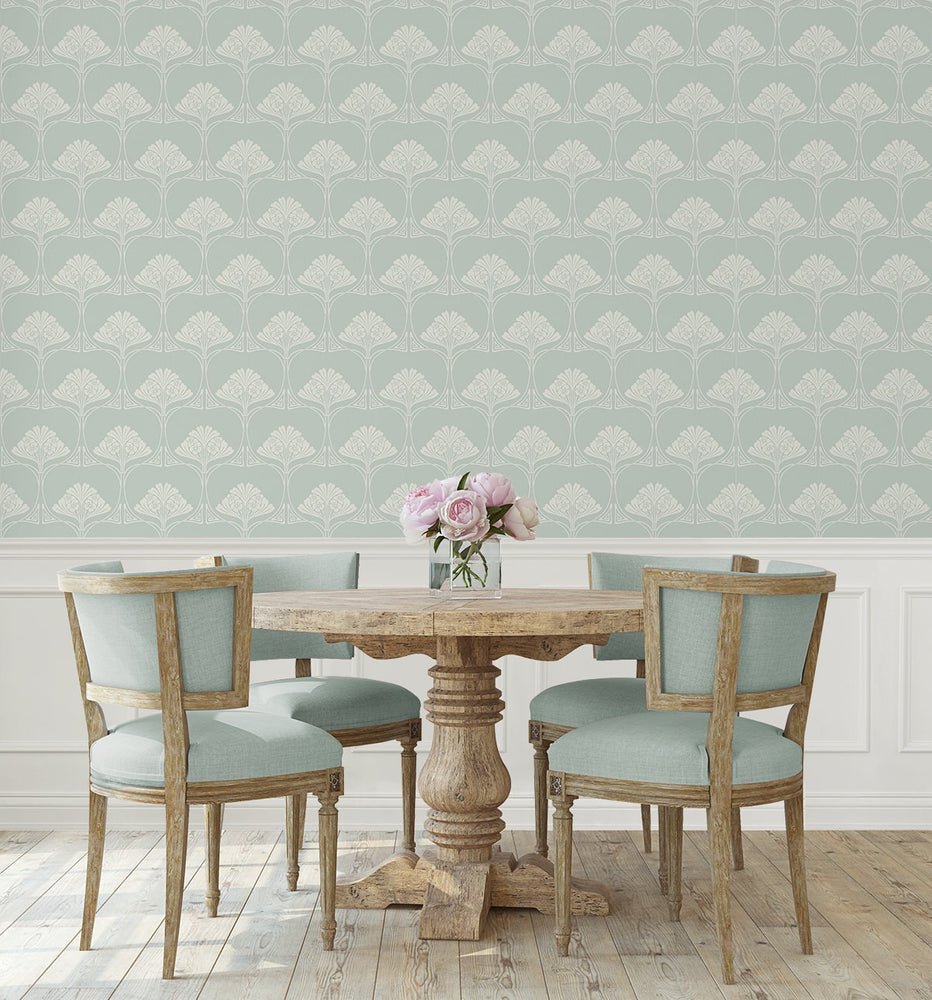 NW54004 deco floral peel and stick wallpaper dining room from NextWall