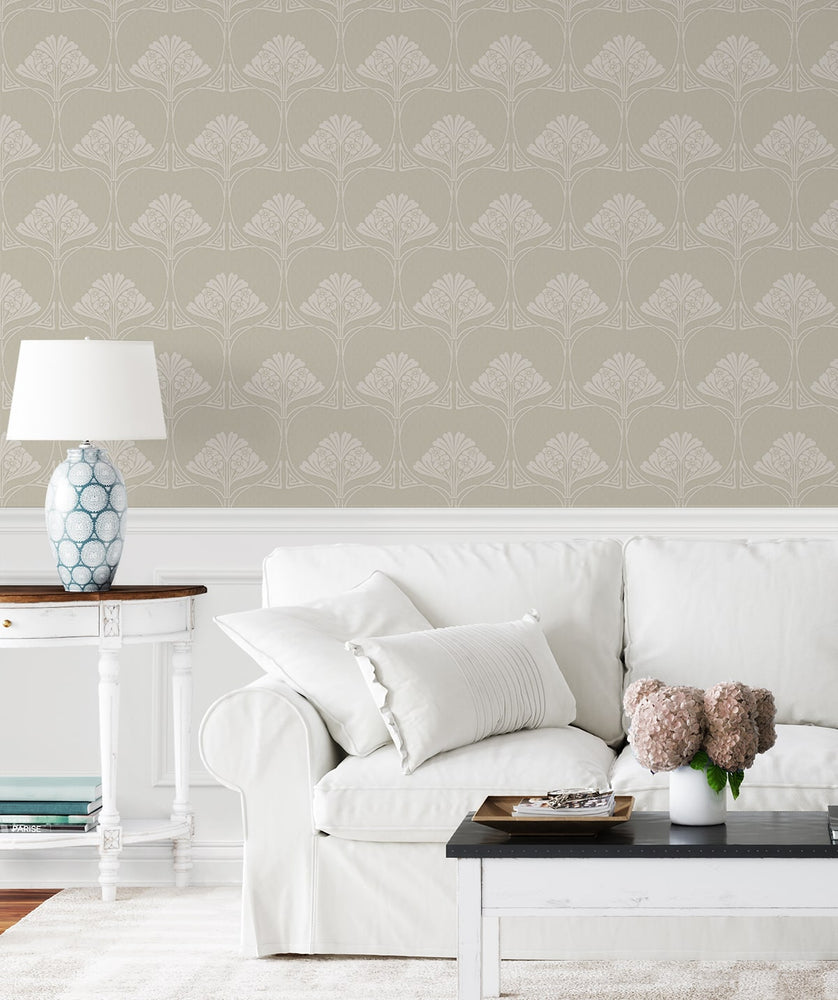 NW54007 deco floral peel and stick wallpaper living room from NextWall