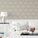 NW54007 deco floral peel and stick wallpaper living room from NextWall