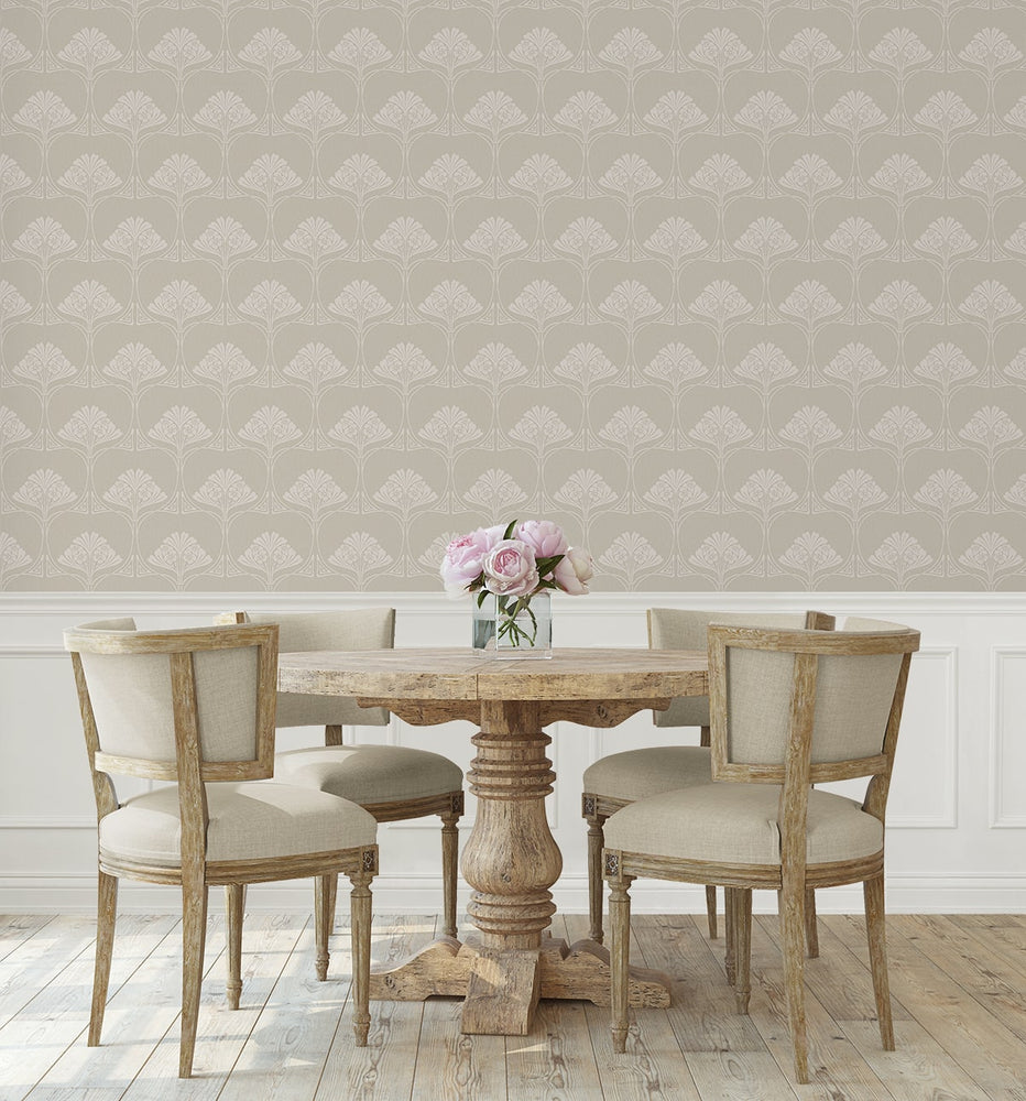 NW54007 deco floral peel and stick wallpaper dining room from NextWall