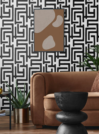 NW54100 geometric peel and stick wallpaper living room from NextWall