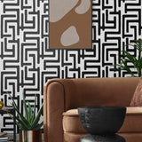 NW54100 geometric peel and stick wallpaper living room from NextWall