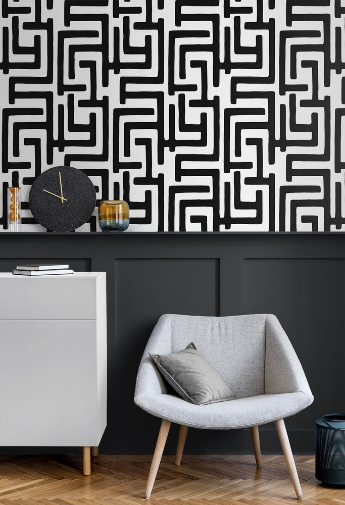 NW54100 geometric peel and stick wallpaper entryway from NextWall