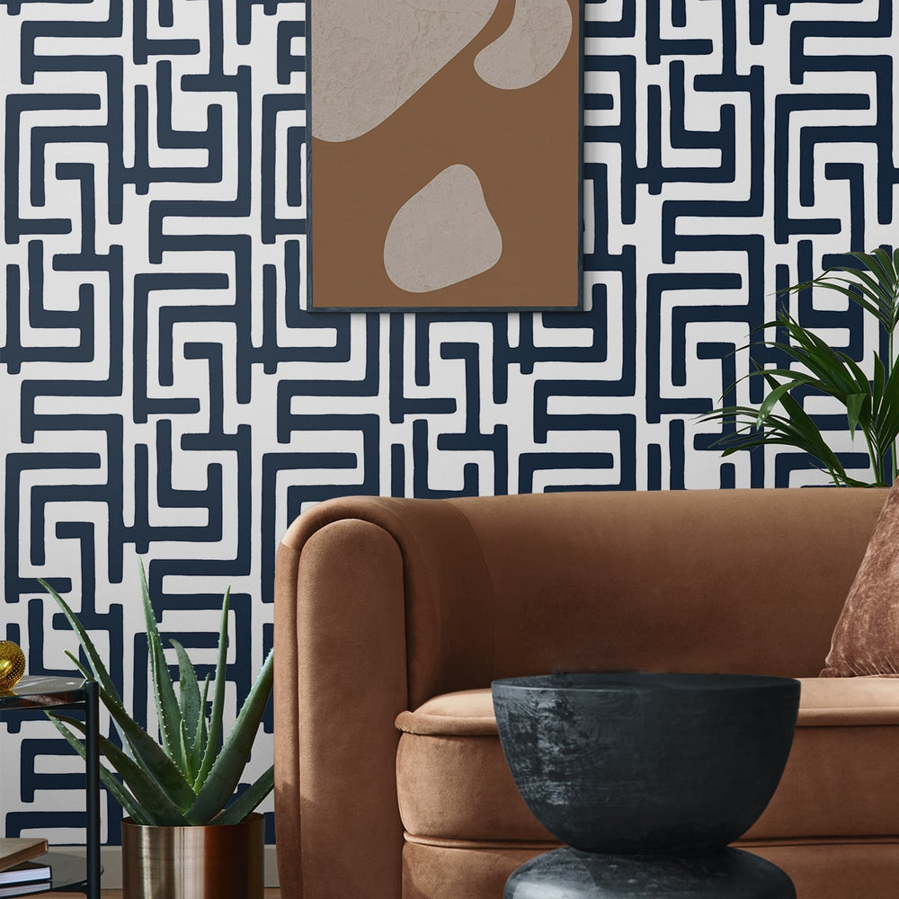 
                  
                    NW54102 geometric peel and stick wallpaper living room from NextWall
                  
                