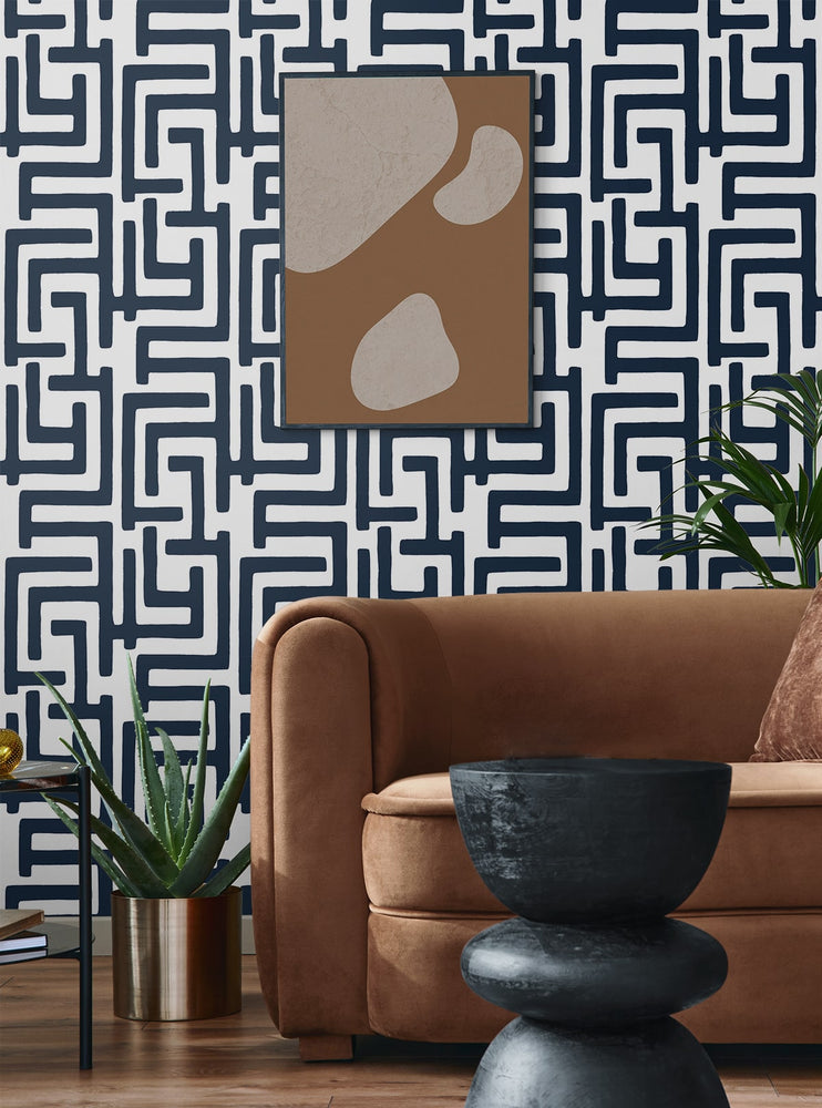 NW54102 geometric peel and stick wallpaper living room from NextWall