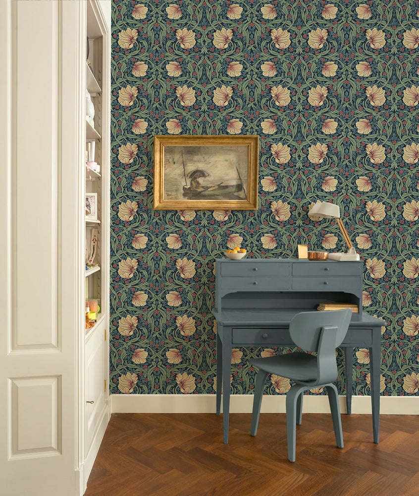 NW54202 floral Morris peel and stick wallpaper office from NextWall