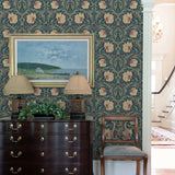 NW54202 floral Morris peel and stick wallpaper entryway from NextWall