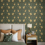 NW54204 floral Morris peel and stick wallpaper bedroom from NextWall