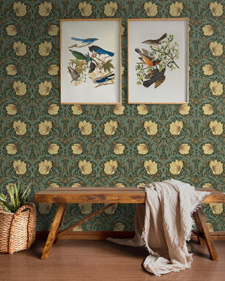 NW54204 floral Morris peel and stick wallpaper entryway from NextWall