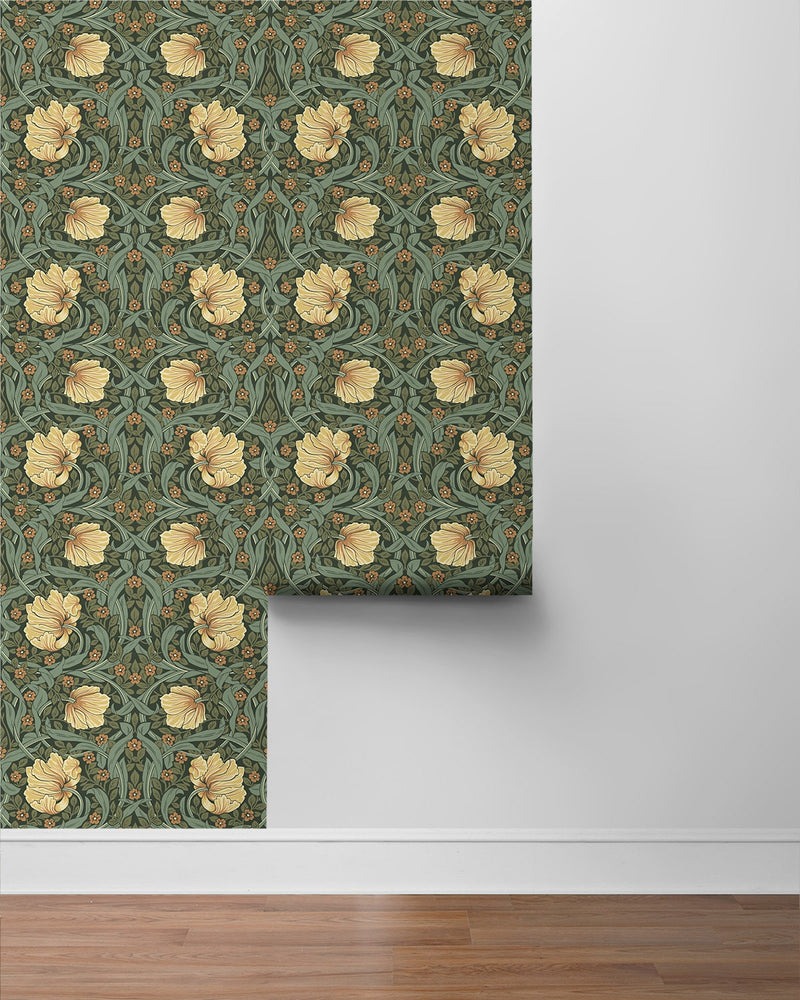 NW54204 floral Morris peel and stick wallpaper roll from NextWall