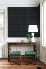 NW54302 plaid peel and stick wallpaper entryway from NextWall