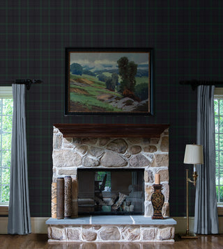 NW54302 plaid peel and stick wallpaper living room from NextWall