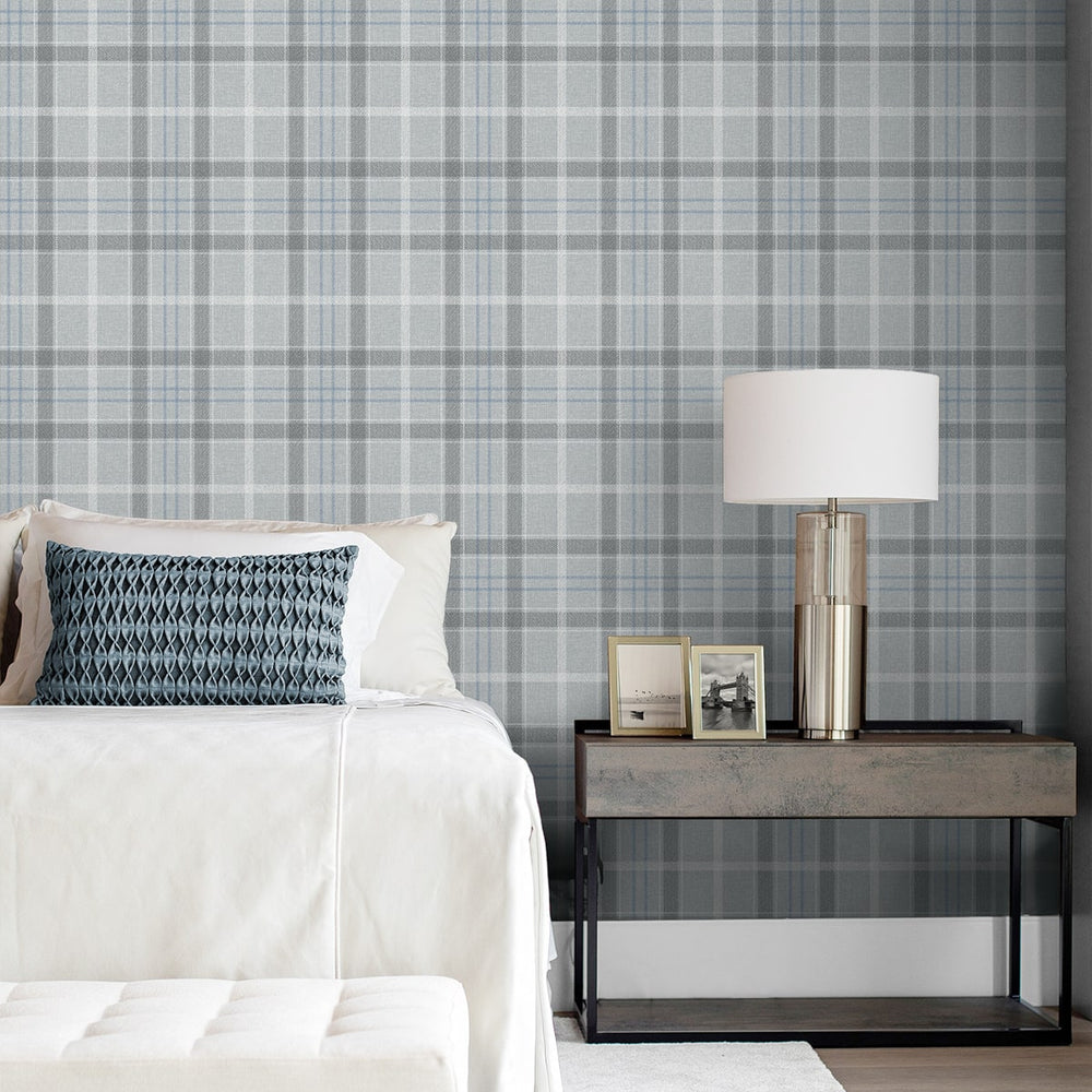 
                  
                    NW54303 tailor plaid peel and stick wallpaper bedroom from NextWall
                  
                