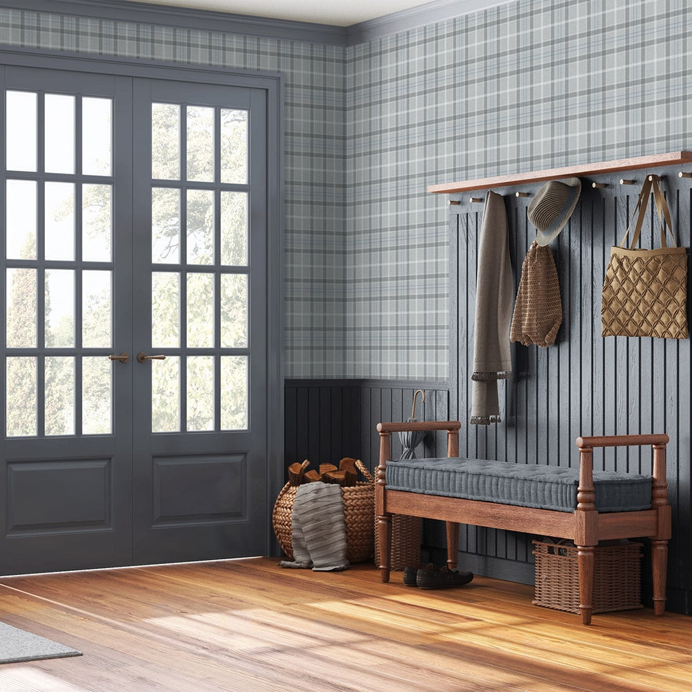 
                  
                    NW54303 tailor plaid peel and stick wallpaper entryway from NextWall
                  
                