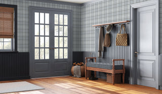 NW54303 tailor plaid peel and stick wallpaper entryway from NextWall