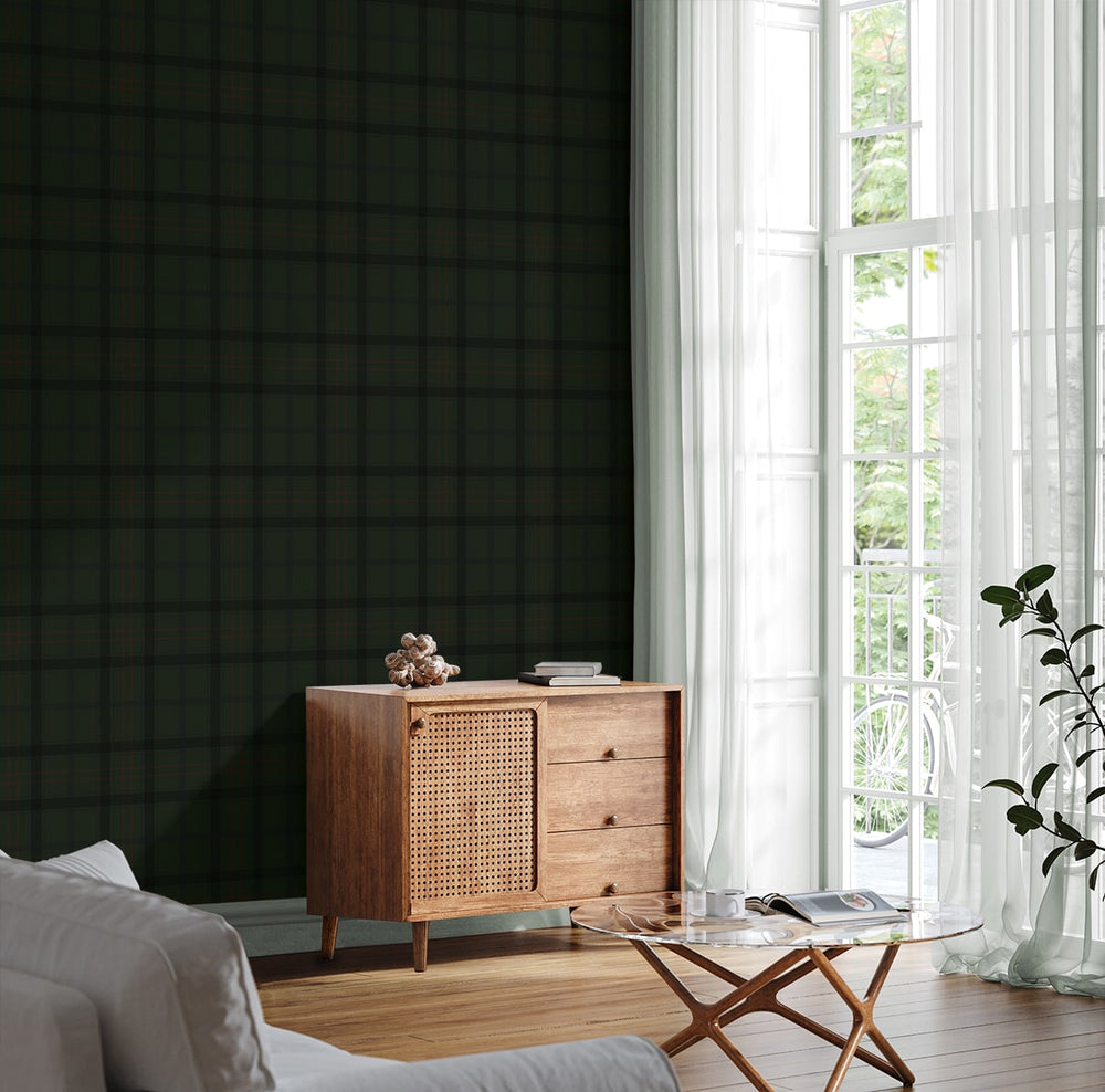 NW54304 plaid peel and stick wallpaper accent from NextWall