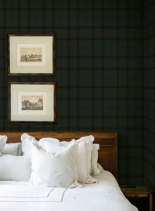NW54304 plaid peel and stick wallpaper bedroom from NextWall