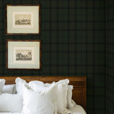 NW54304 plaid peel and stick wallpaper bedroom from NextWall