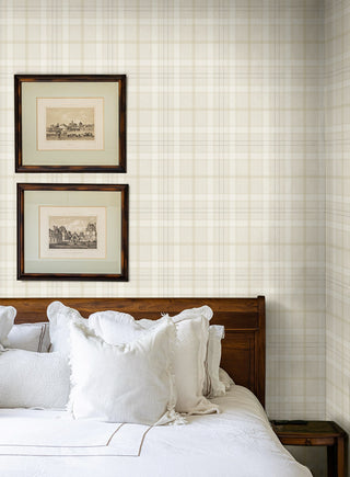 NW54307 plaid peel and stick wallpaper bedroom from NextWall
