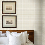 NW54307 plaid peel and stick wallpaper bedroom from NextWall