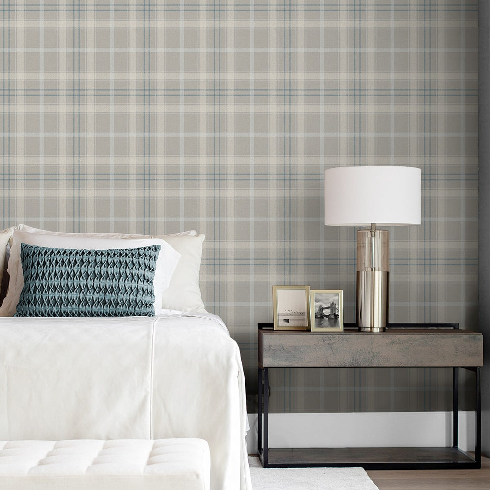 
                  
                    NW54308 plaid peel and stick wallpaper bedroom from NextWall
                  
                