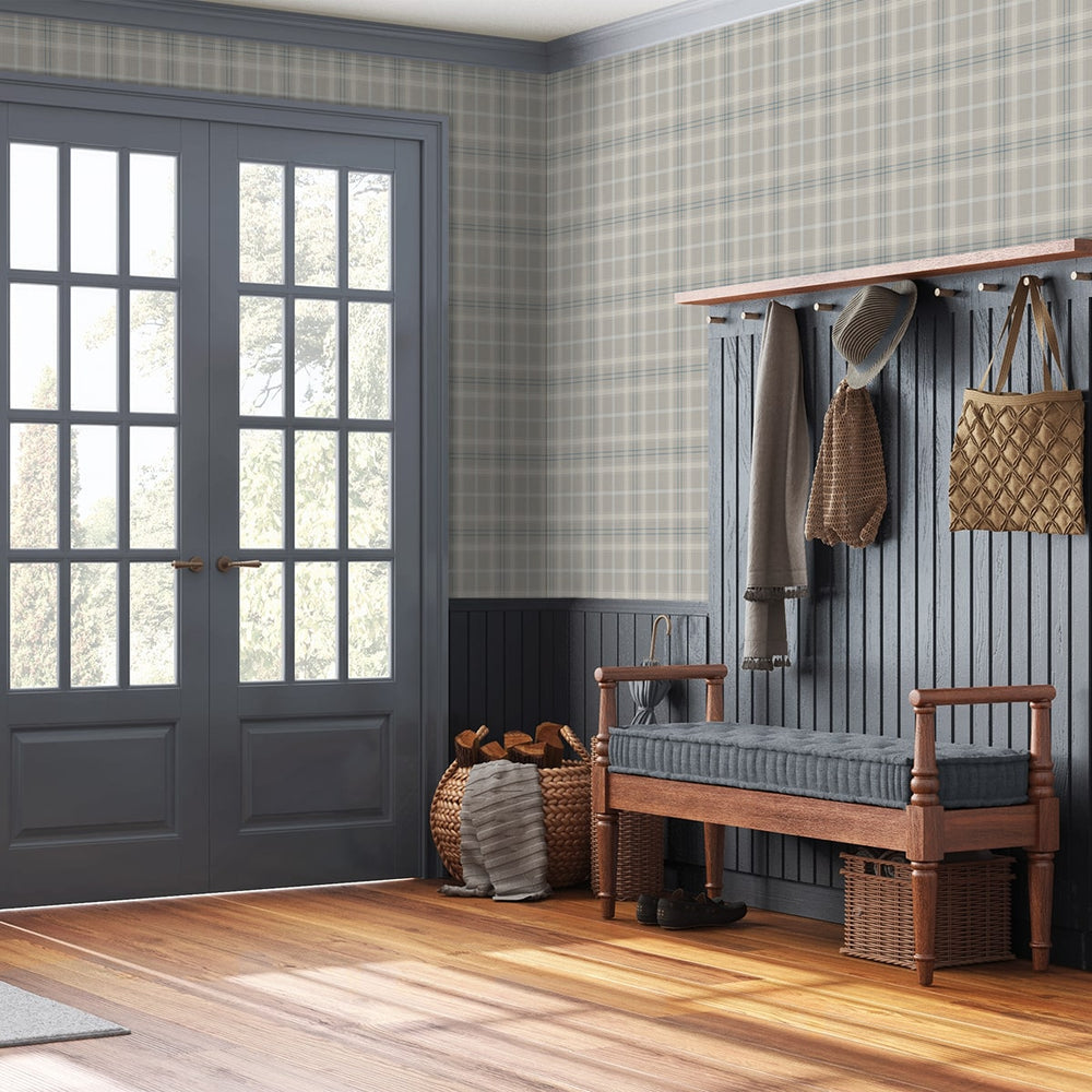 
                  
                    NW54308 plaid peel and stick wallpaper entryway from NextWall
                  
                