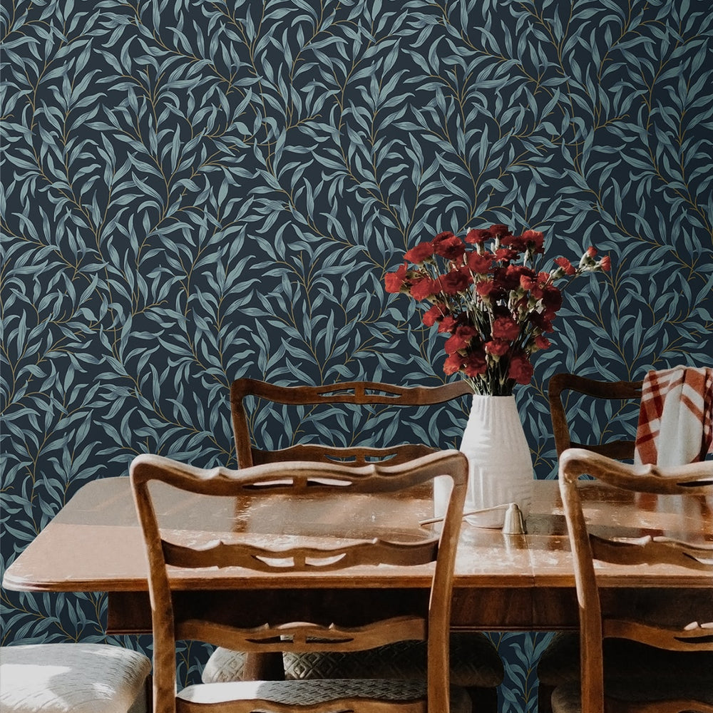 
                  
                    NW54702 leaf peel and stick wallpaper dining room from NextWall
                  
                