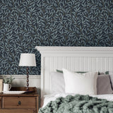 NW54702 leaf peel and stick wallpaper bedroom from NextWall