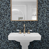 NW54702 leaf peel and stick wallpaper bathroom from NextWall