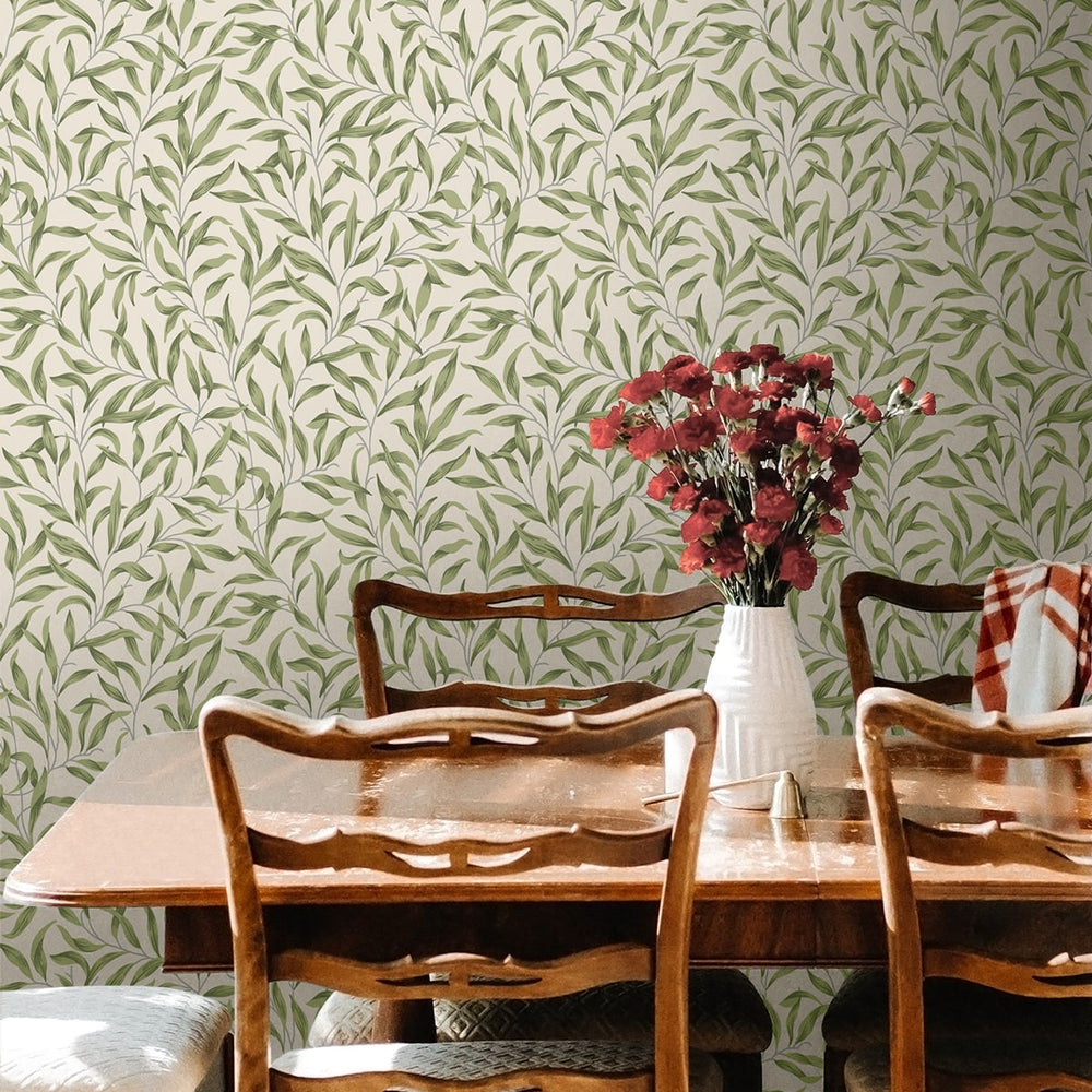 
                  
                    NW54704 leaf peel and stick wallpaper dining room from NextWall
                  
                