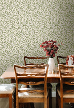 NW54704 leaf peel and stick wallpaper dining room from NextWall