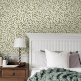NW54704 leaf peel and stick wallpaper bedroom from NextWall