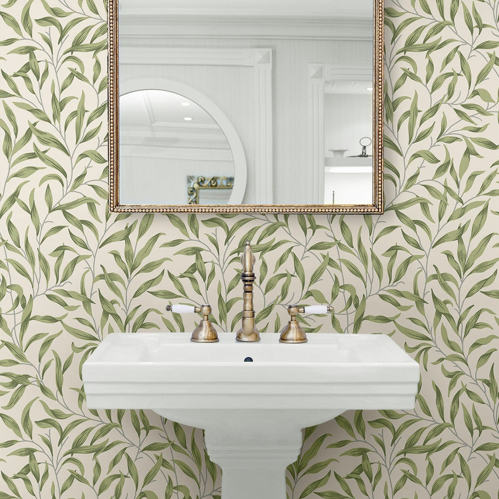 
                  
                    NW54704 leaf peel and stick wallpaper bathroom from NextWall
                  
                