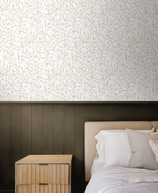 NW54706 leaf peel and stick wallpaper bedroom from NextWall