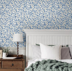 NW54712 leaf peel and stick wallpaper bedroom from NextWall