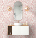 NW54801 damask peel and stick wallpaper bathroom from NextWall