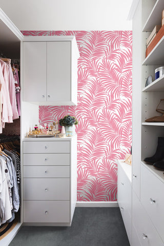 NW54901 palm leaf peel and stick wallpaper closet from NextWall
