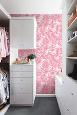 NW54901 palm leaf peel and stick wallpaper closet from NextWall