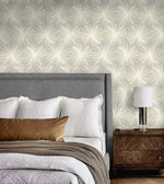 NW55008 mid century geometric peel and stick wallpaper bedroom from NextWall
