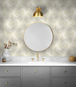 NW55008 mid century geometric peel and stick wallpaper bathroom from NextWall