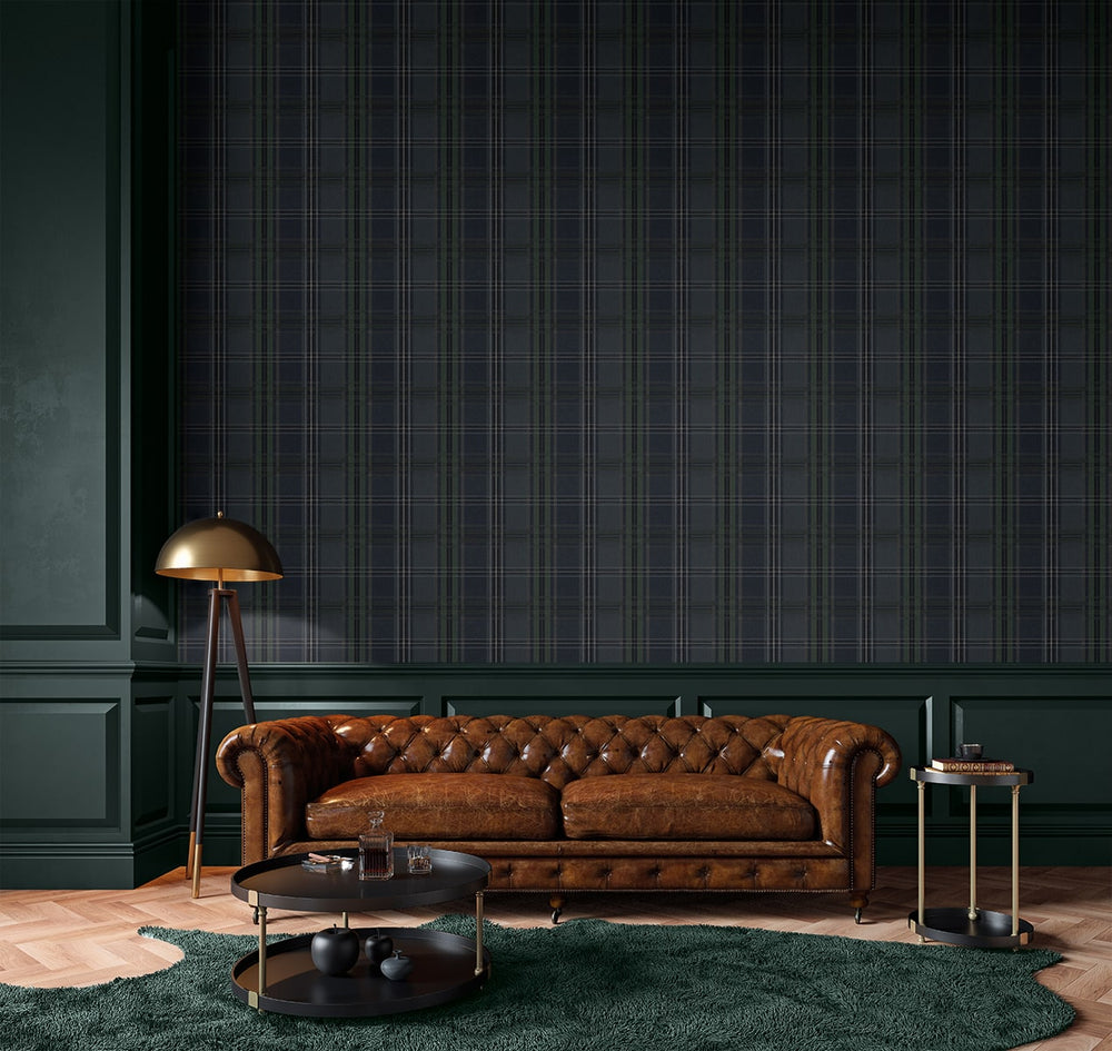 NW55102 plaid peel and stick wallpaper living room from NextWall