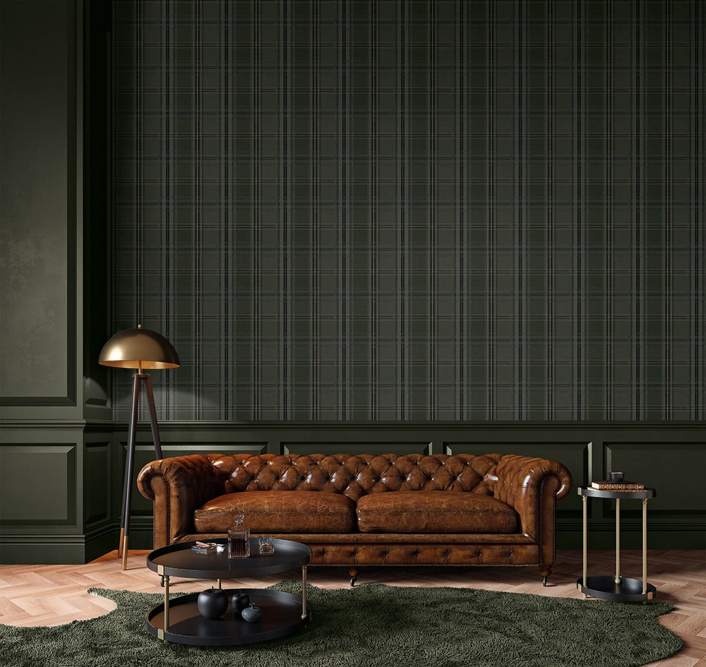 NW55104 plaid peel and stick wallpaper living room from NextWall