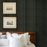 NW55104 plaid peel and stick wallpaper bedroom from NextWall