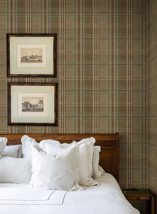 Rustic Plaid Unpasted Wallpaper Bedroom at Say Decor